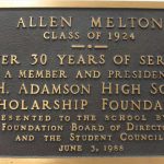A plaque honoring Melton at Adamson High School