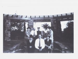 Oak Cliff residents pose before the pergola at Kiest Park in the 1940s.