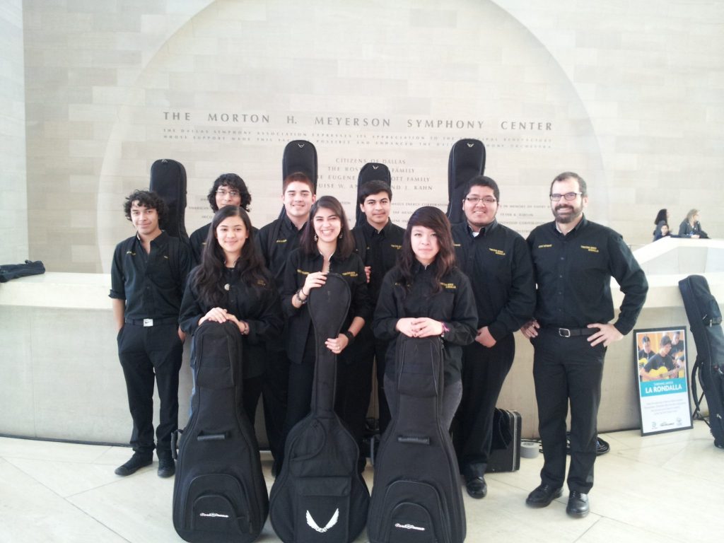 La Rondalla's advanced guitar ensemble with instructor Kenny Withrow at the Meyerson Sympohny Center earlier this month
