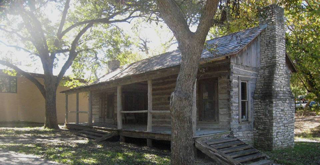In the mid-1800s, Samuel Sloan settled what later became known as the town of Lisbon, along Five Mile Creek in South Oak Cliff. The original log house, now relocated to the Cedar Hill campus of Northwood University, served as the center of the this early community. Courtesy photo: Northwood University.