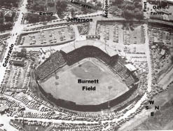 An aerial view of Burnett Field. 