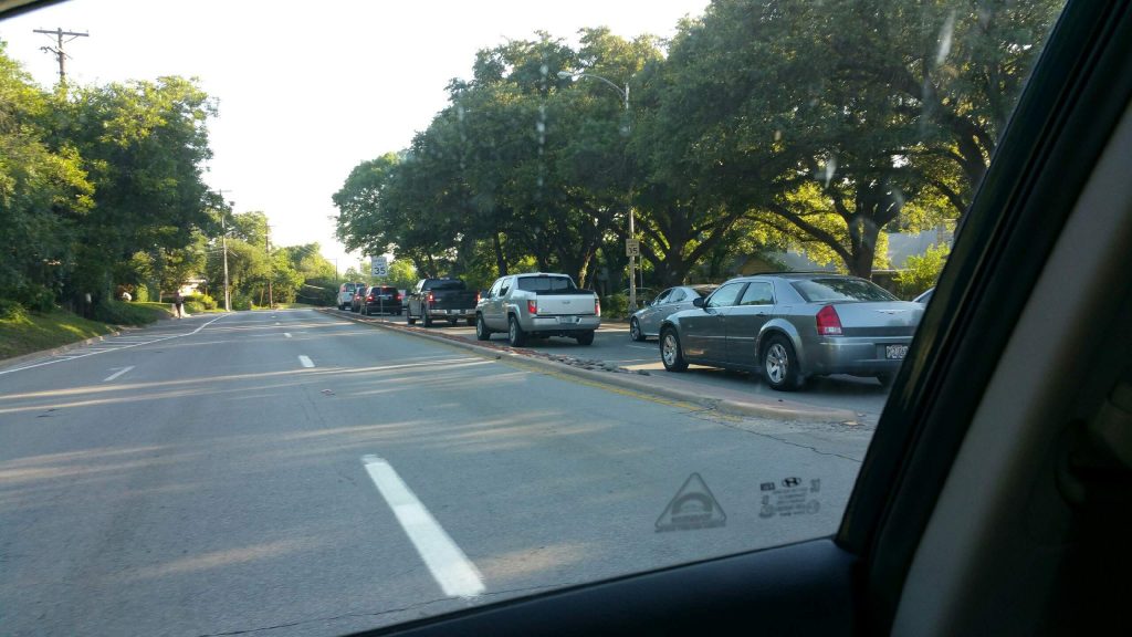 Traffic backs up on Sylvan Avenue during the morning commute. Photo courtesy of Sandy Bates Emmons