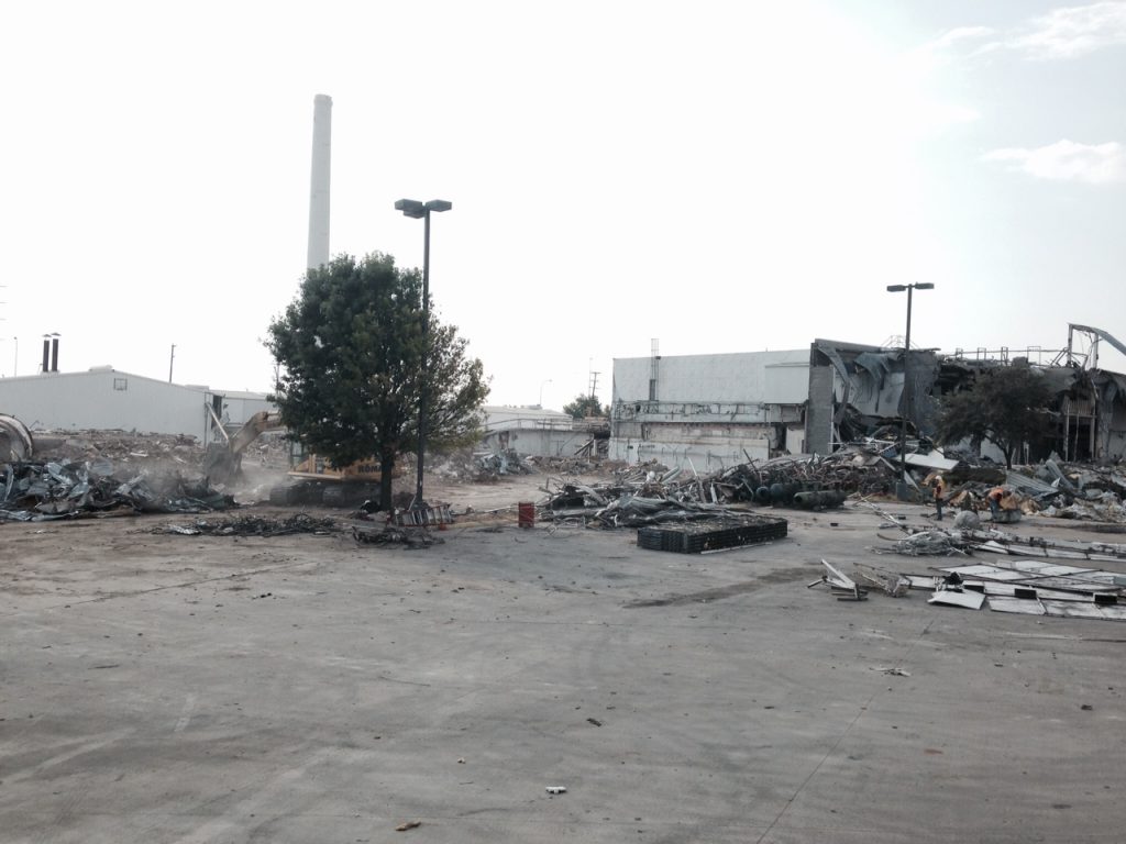 The Oak Farms Dairy site, under demolition in August 2015