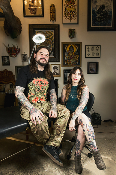 Caleb Barnard and Marie Sena of Electric Eye tattoo (Photo by Danny Fulgencio)