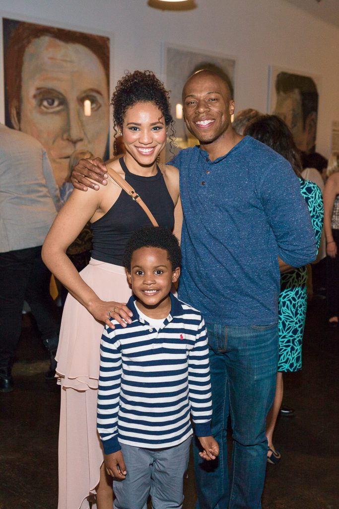 7-year-old James Hayes at the "Ragtime" cast party with Leslie Jackson and Chris Sams, who in the show play his parents, Coalhouse Walker Jr. and Sarah.