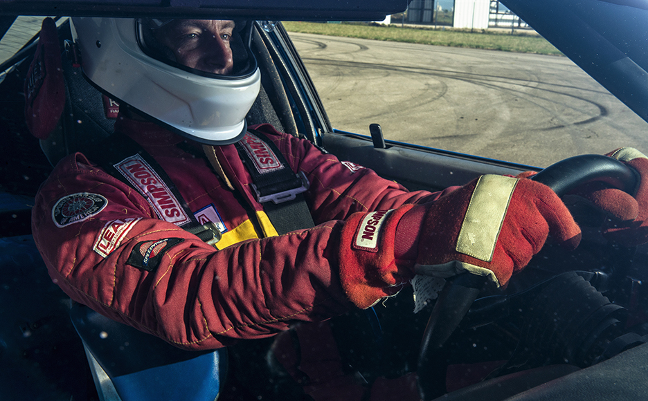 Greg Kennedy in his race car (Photo by Danny Fulgencio)