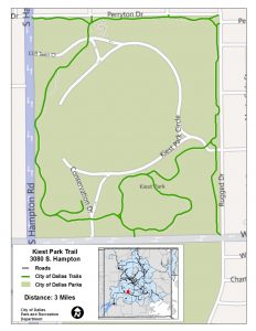 Click to see a larger Kiest Park Trail map at happytrailsdallas.com/trail-maps (Map courtesy of the City of Dallas)