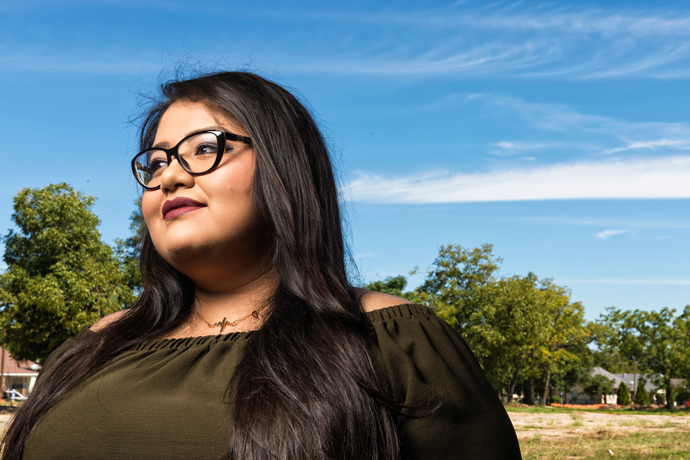 Blanca Castillo poses for a portrait near the site of what was once her home in Dallas, TX on Sept. 29, 2016. The apartments were razed for a high-end mixed use development project. Castillo, an undocumented immigrant, works as a nurse. She said she may not leave the country else she be denied reentry. Credit: Danny Fulgencio