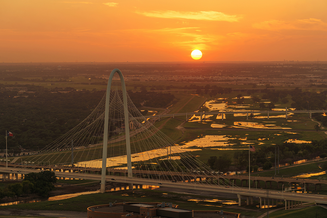 Margaret Hunt Hill Bridge at Sunset, Dallas City, Texas