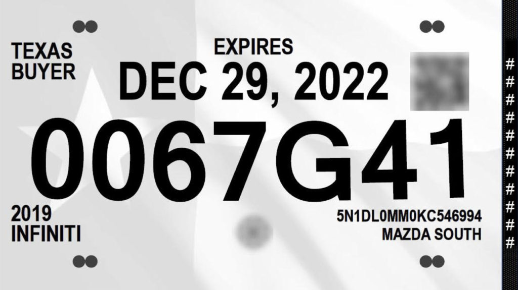 Texas Temporary License Plate Printable 2023