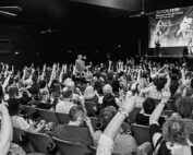 BW photo of crowd in theater at Oak Cliff Film Festival Photo by Danny Fulgencio
