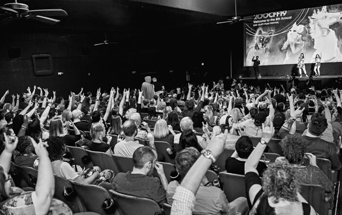 BW photo of crowd in theater at Oak Cliff Film Festival Photo by Danny Fulgencio