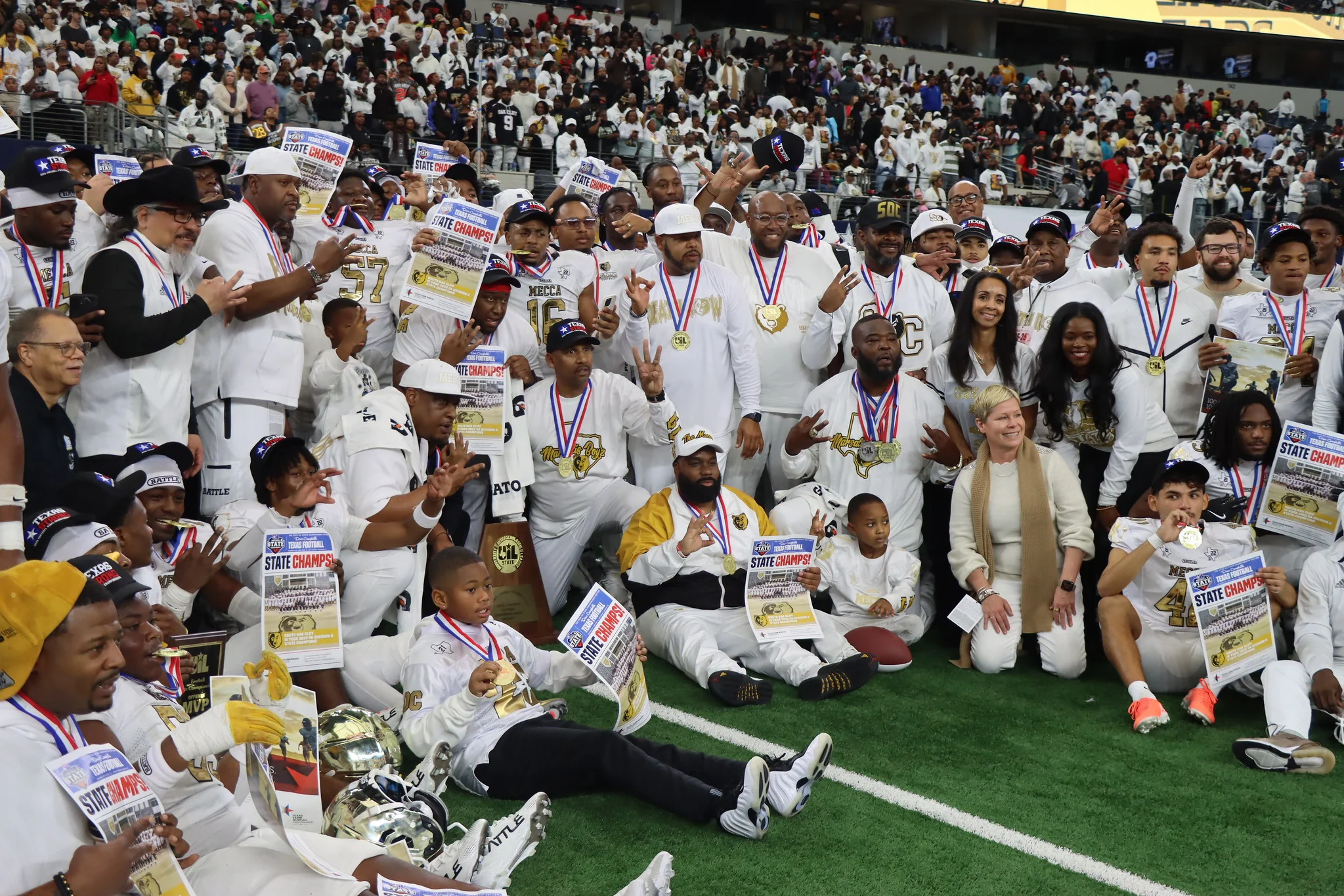 The South Oak Cliff High School Golden Bears are celebrating a historic victory after earning their third UIL 5A, Division II state championship title. Photo courtesy Dallas ISD Hub