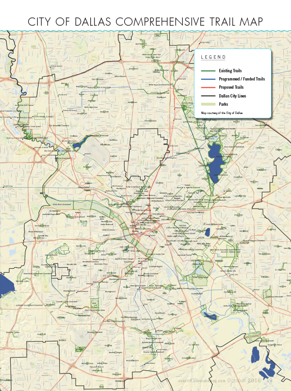 Oak Cliff Trails on the City of Dallas comprehensive Trails map - Oak Cliff